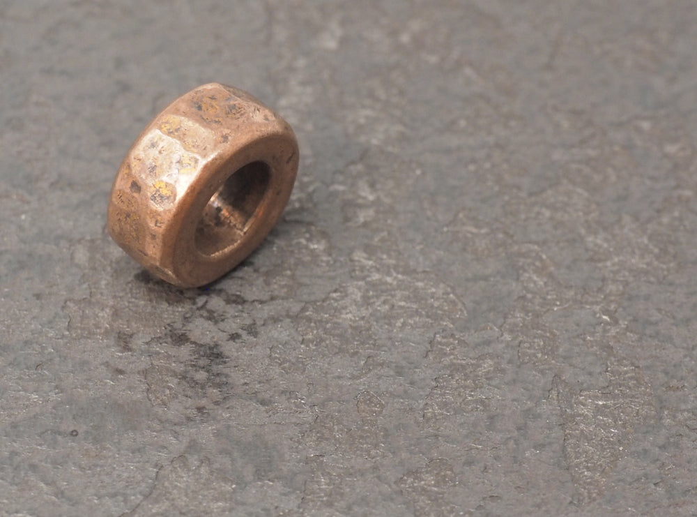 Copper hammered lanyard spacer bead