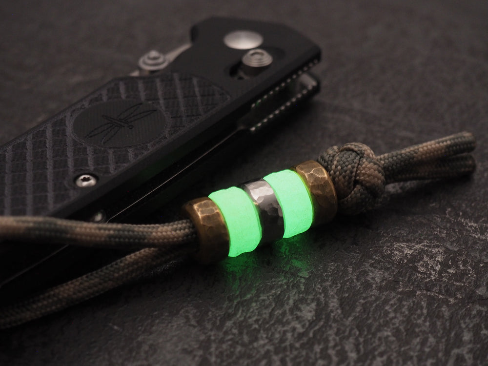 Handmade Hammered-Finish Stacking/Spacer Bead for Paracord or Leather Lanyards - Embrite™ Glow In The Dark