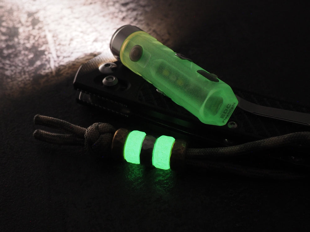 Handmade Hammered-Finish Stacking/Spacer Bead for Paracord or Leather Lanyards - Embrite™ Glow In The Dark