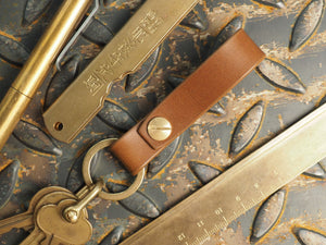 Handmade Leather Loop Keyring with Solid Brass Hardware