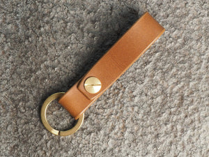 
            
                Load image into Gallery viewer, Handmade Leather Loop Keyring with Solid Brass Hardware
            
        