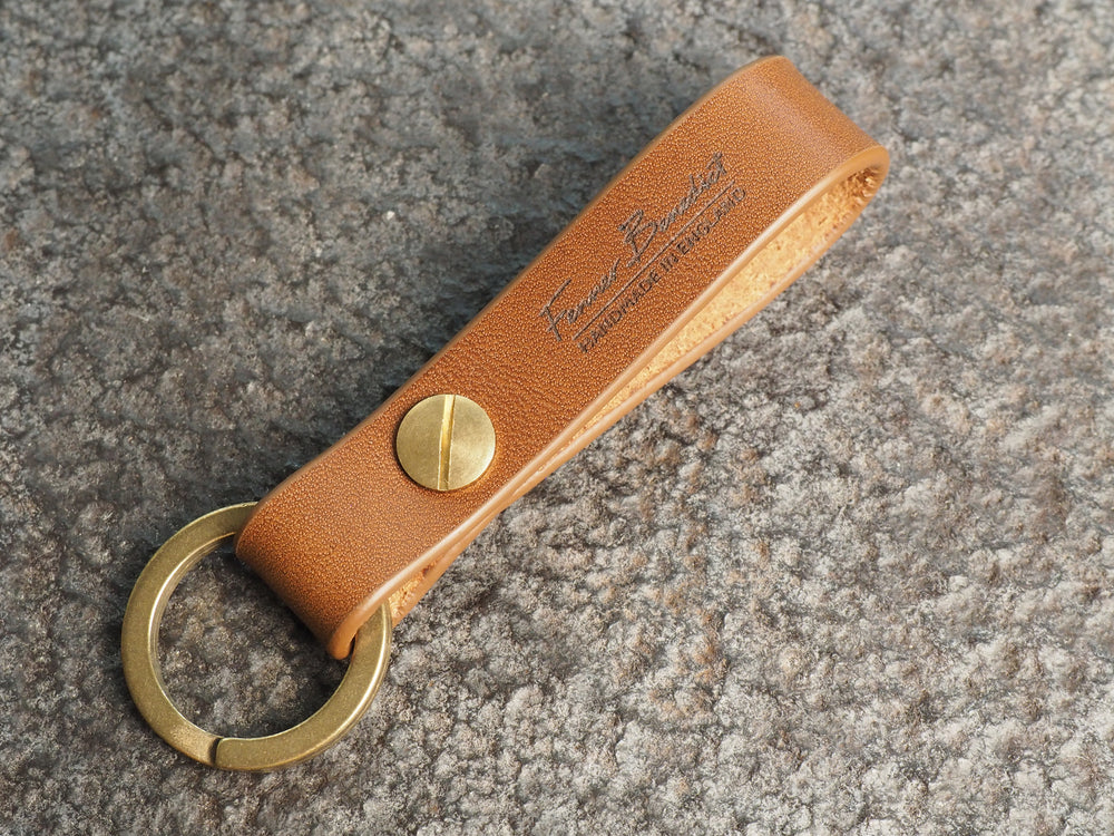 Handmade Leather Loop Keyring with Solid Brass Hardware