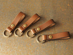 Handmade Leather Loop Keyring with Solid Brass Hardware