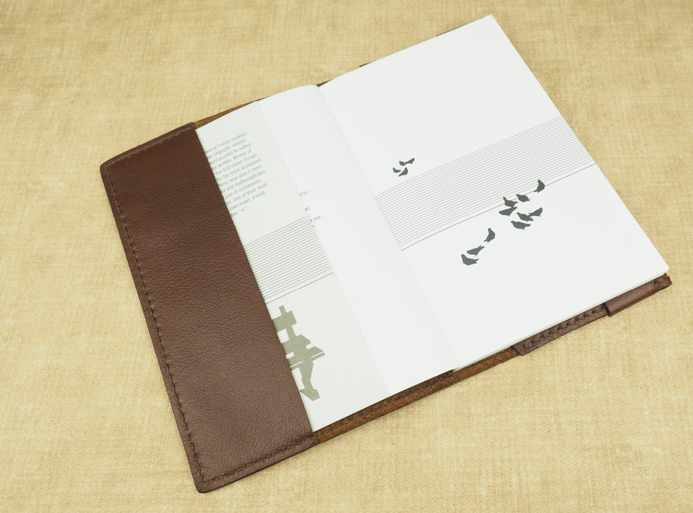 Handmade Paperback Book Jacket - ‘A’ Format 110mm x 178mm - 'Pull-up' leather