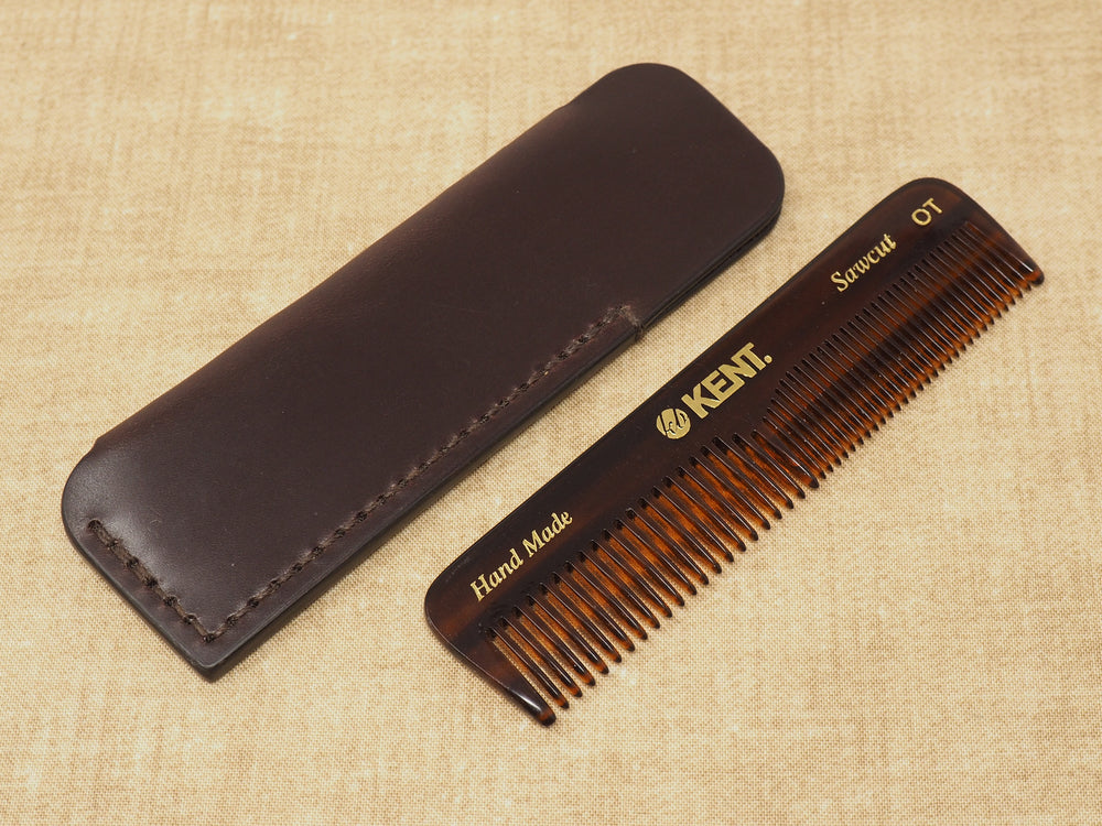 Handmade Gentleman's Pocket Comb Leather Case for KENT OT comb - Bridle Leather