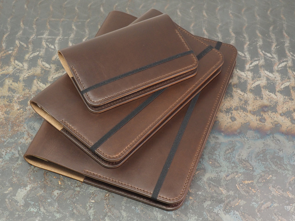 
            
                Load image into Gallery viewer, Handmade &amp;#39;The Playwright&amp;#39; Leather Notebook Cover - for Moleskine Classic Softcover Pocket 9x14cm - Dark Brown
            
        