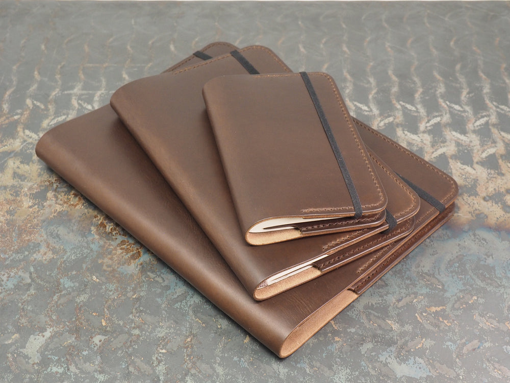 Handmade 'The Playwright' Leather Notebook Cover - for Moleskine Classic Softcover Extra Large 19x25cm - Dark Brown