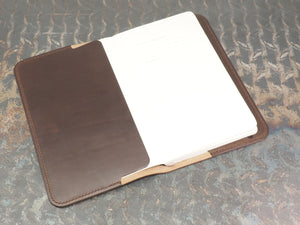 Handmade 'The Playwright' Leather Notebook Cover - for Moleskine Classic Softcover Large 13x21cm - Dark Brown