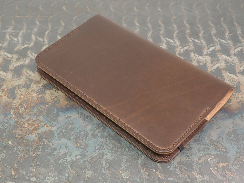 Handmade 'The Playwright' Leather Notebook Cover - for Moleskine Classic Softcover Large 13x21cm - Dark Brown