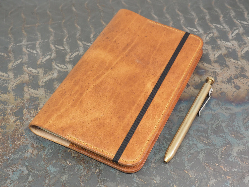 Handmade 'The Playwright' Leather Notebook Cover - for: Moleskine Classic Softcover Large 13x21cm - Tan