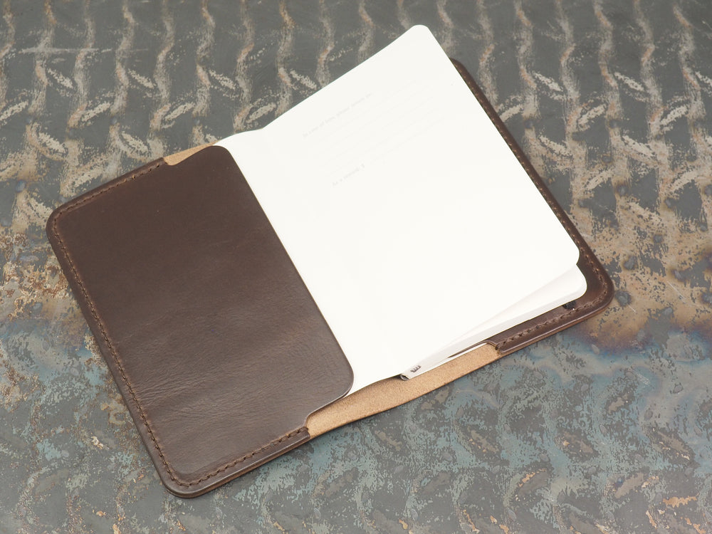 Handmade 'The Playwright' Leather Notebook Cover - for Moleskine Classic Softcover Pocket 9x14cm - Dark Brown
