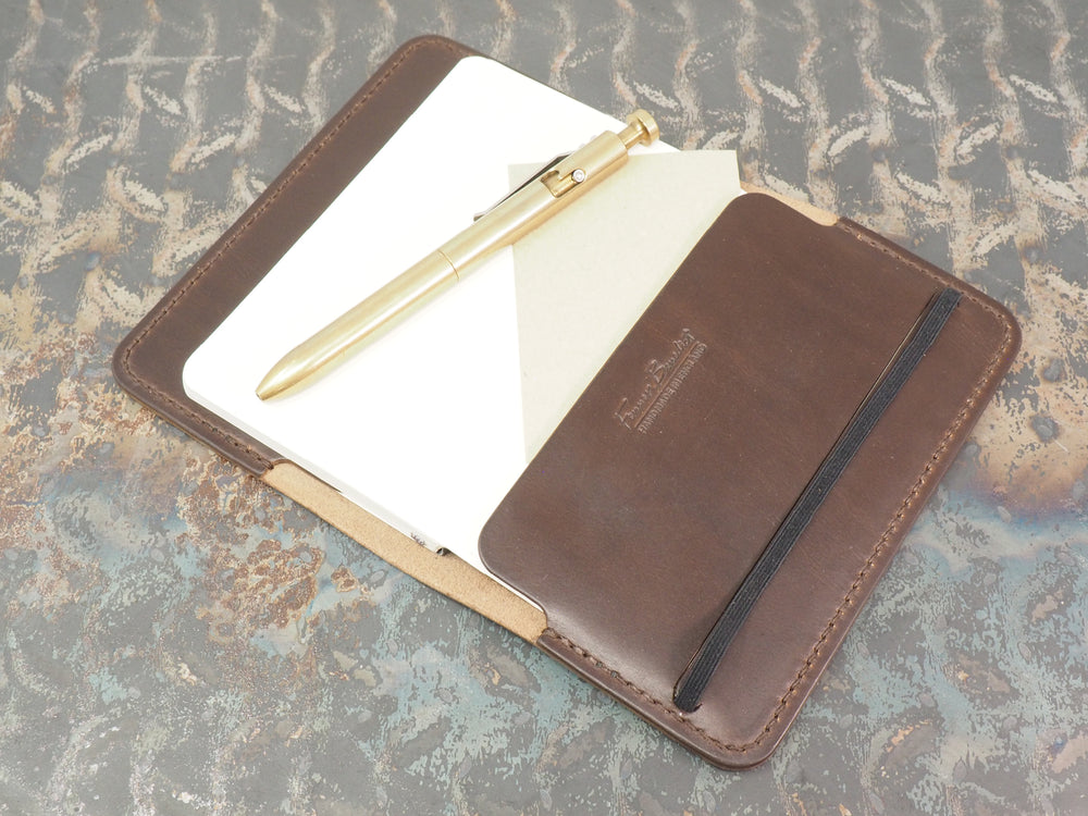
            
                Load image into Gallery viewer, Handmade &amp;#39;The Playwright&amp;#39; Leather Notebook Cover - for Moleskine Classic Softcover Pocket 9x14cm - Dark Brown
            
        