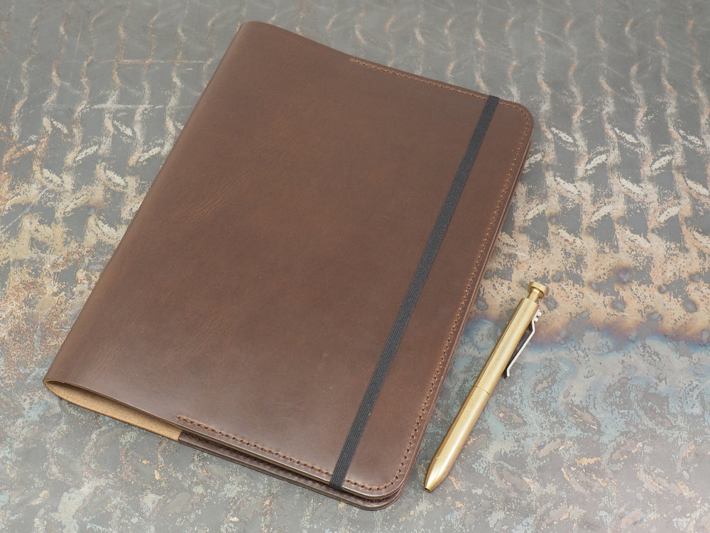 
            
                Load image into Gallery viewer, Handmade &amp;#39;The Playwright&amp;#39; Leather Notebook Cover - for Moleskine Classic Softcover Extra Large 19x25cm - Dark Brown
            
        