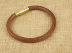 Handmade Round Leather Wristband Bracelet - Brown or Tan
