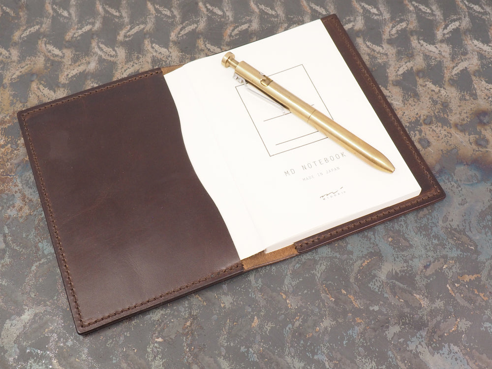Handmade 'Sylvan' Leather Notebook Journal Cover - for Midori MD A6 - Brown