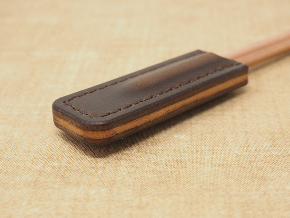 Handmade 'Sylvan' Leather Pencil Protector Cap - Brown / Black