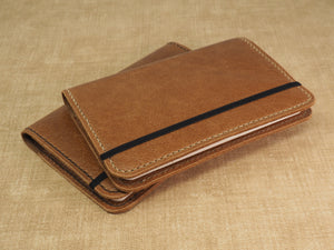 Handmade 'VIP' Leather Notebook Cover - for: Moleskine Classic Softcover Pocket 9x14cm - Old English Tan