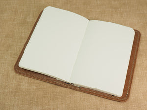 Handmade 'VIP' Leather Notebook Cover - for: Moleskine Classic Softcover Pocket 9x14cm - Old English Tan