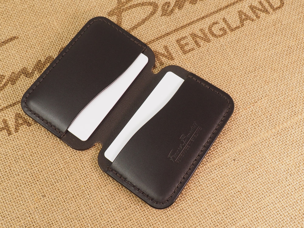 Handmade Leather Folding Card Wallet - Veg-Tan Leather - Cognac / Chestnut / Dark Brown